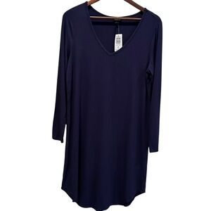 Torrid Navy Blue Long Sleeve V-Neck Jersey Trapeze Dress Size 00 (M/L) New